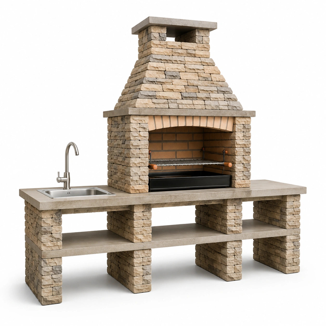Barbecue in pietra naturale con lavello