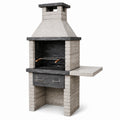 Barbecue in pietra refrattaria e acciaio con ripiano laterale, 200 cm x 120 cm x 60 cm, grigio/nero