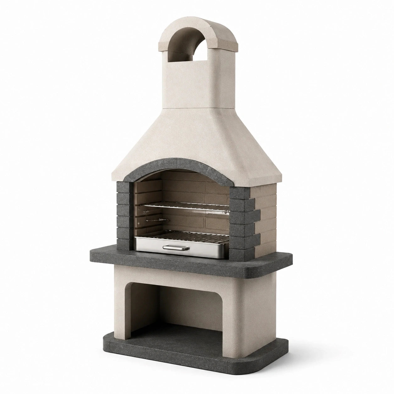 Barbecue in Muratura in Cemento Grigio e Beige