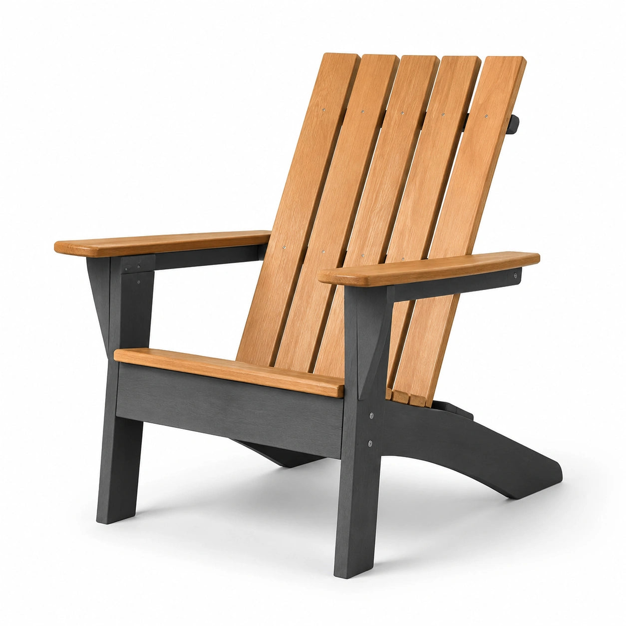 Sedia Adirondack in legno di quercia e composito, naturale e nero