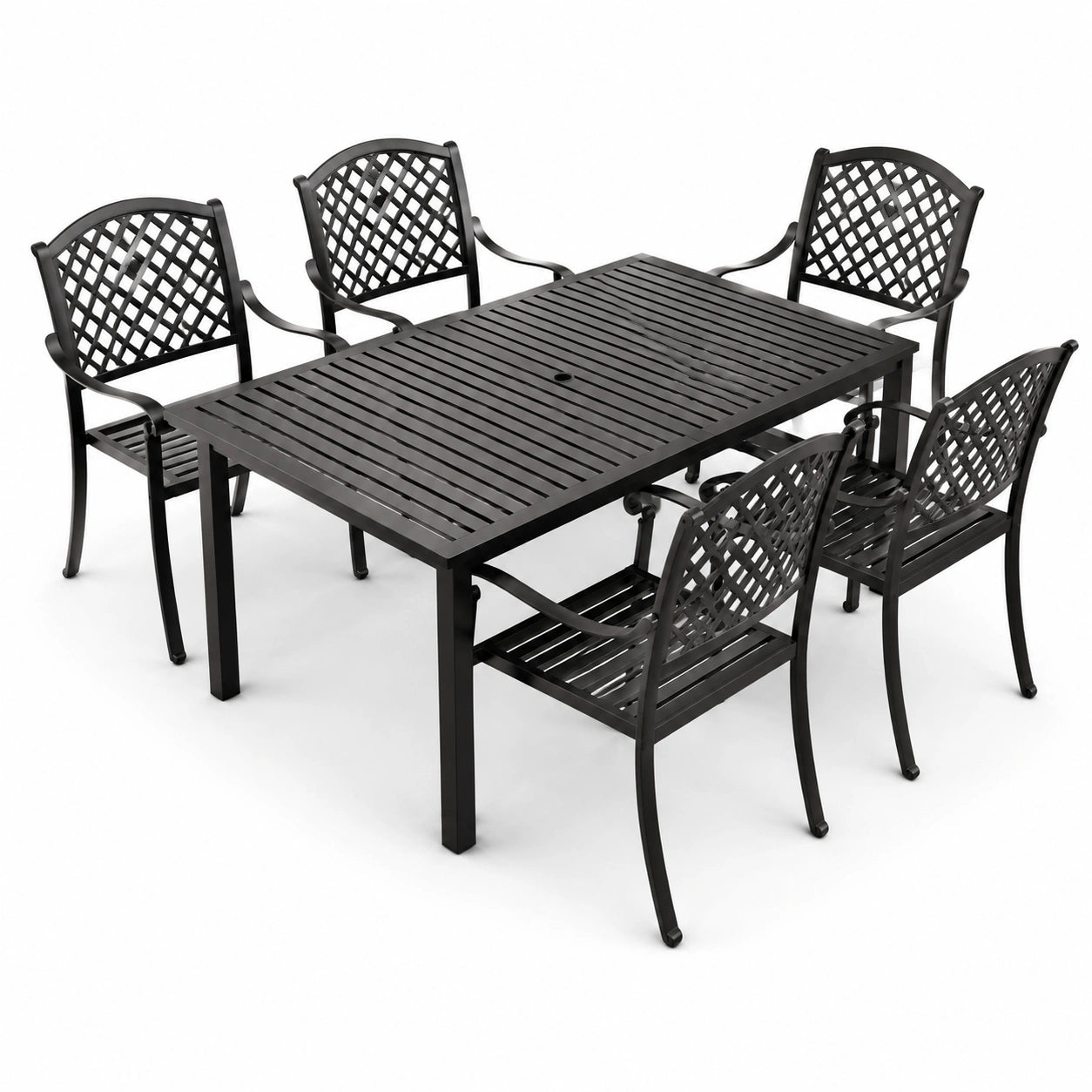 Set da pranzo in alluminio nero da esterno 6 pezzi