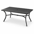 Tavolo da giardino in metallo nero 180x90x75 cm