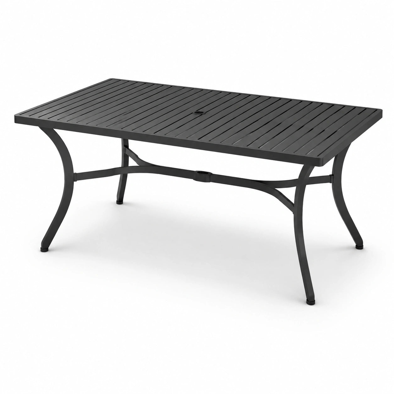 Tavolo da giardino in metallo nero 180x90x75 cm
