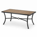 Tavolo da giardino rettangolare in legno e metallo verniciato 150x90x75 cm marrone/nero