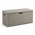Baule in rattan sintetico intrecciato grigio chiaro 120x45x60 cm