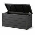 Baule da giardino in plastica grigio scuro 120cm x 50cm x 60cm
