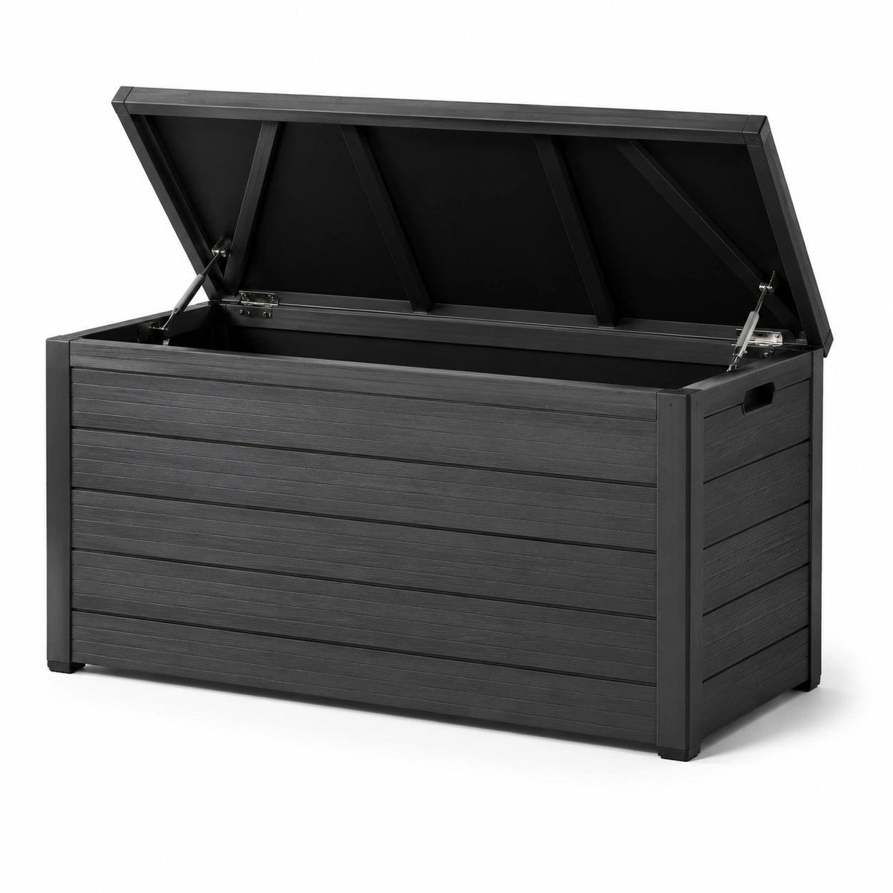 Baule da giardino in plastica grigio scuro 120cm x 50cm x 60cm