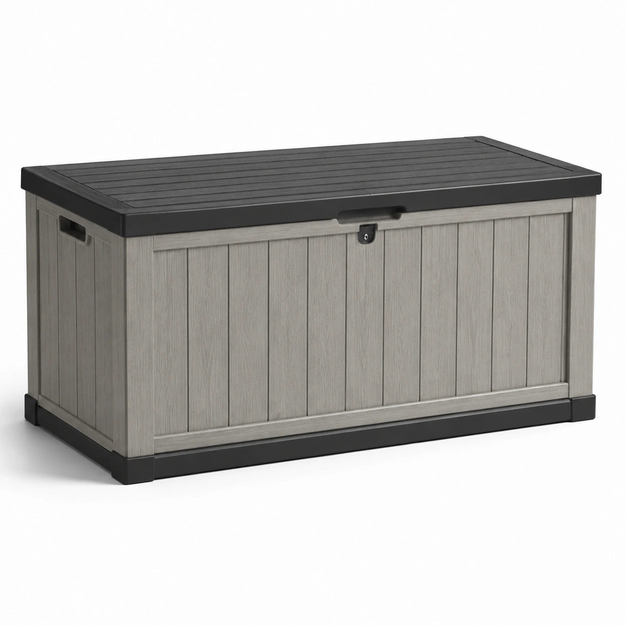 Baule da giardino in plastica grigio e nero
