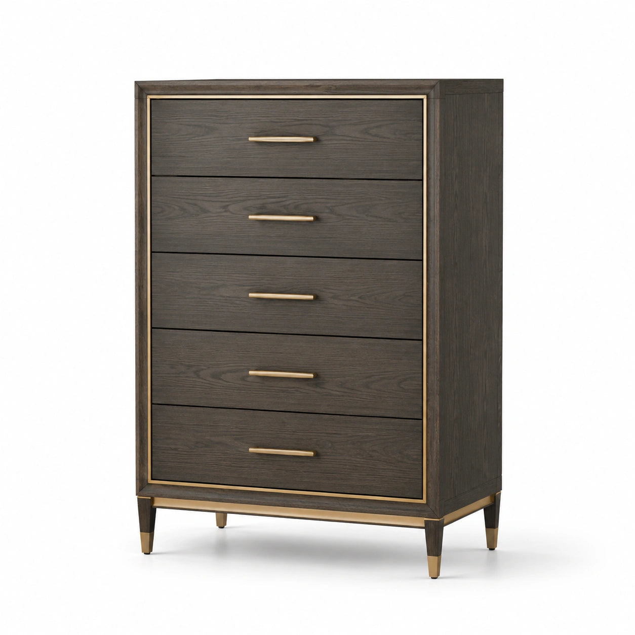 Cassettiera in Legno con Cinque Cassetti Grigio Scuro