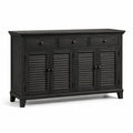 Credenza in legno di pino con ante persiane e cassetti 150x40x85 cm