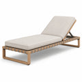 Lettino prendisole in legno di teak con cuscino beige