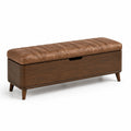Panca contenitore legno e similpelle marrone 120 cm
