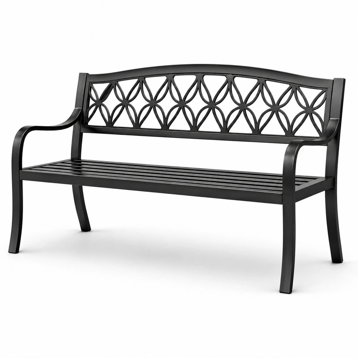 Panchina da giardino nero in acciaio 125x60x80 cm